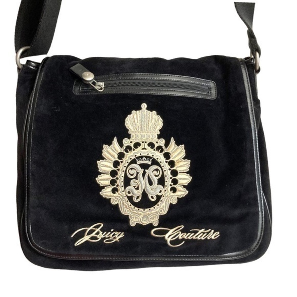Juicy couture y2k vintage velour black laptop messenger bag rare